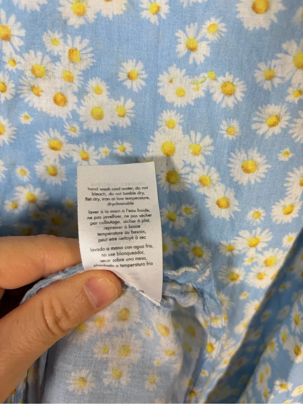 Onia Womens Midi Dress Size Medium Ditsy Floral Blue with Daisy Print Scoopneck